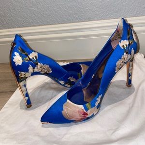 Ted Bake Blue Floral Pumps